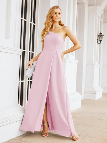 Numbersea Women's One Shoulder Formal Prom Gowns for Mother of The Bride Side Slit Bridesmaid Dresses 28052