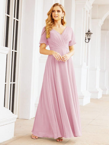 Numbersea Formal Prom Gowns for Mother of The Bride Short Sleeves Bridesmaid Dress 28049