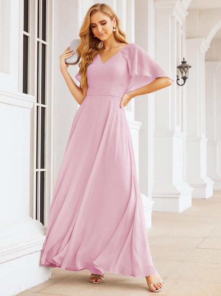 Numbersea Bridesmaid Dresses for Wedding Formal Evening Party Prom Gown with Cape 28050