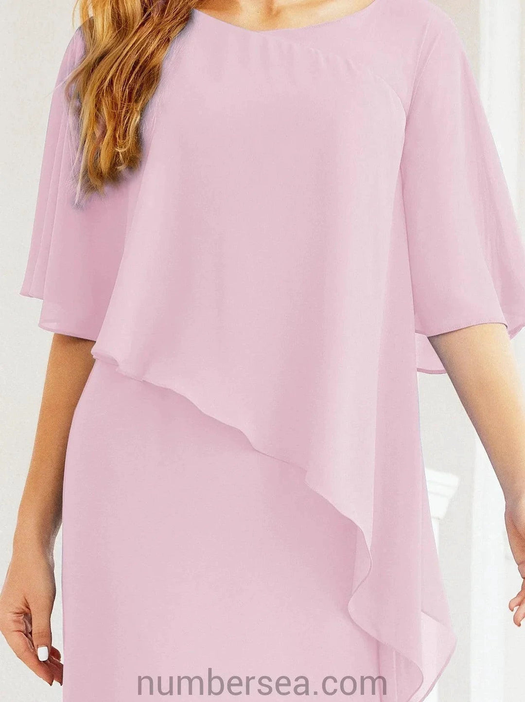Sunnderly Formal Party Gown Dress Long Mother of The Bride Dresses with Ruffle Cape SY28026 by numbersea