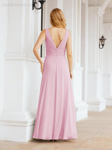 Numbersea Bridesmaid Dresses for Wedding Ruffles Long Formal Prom Gowns 28039