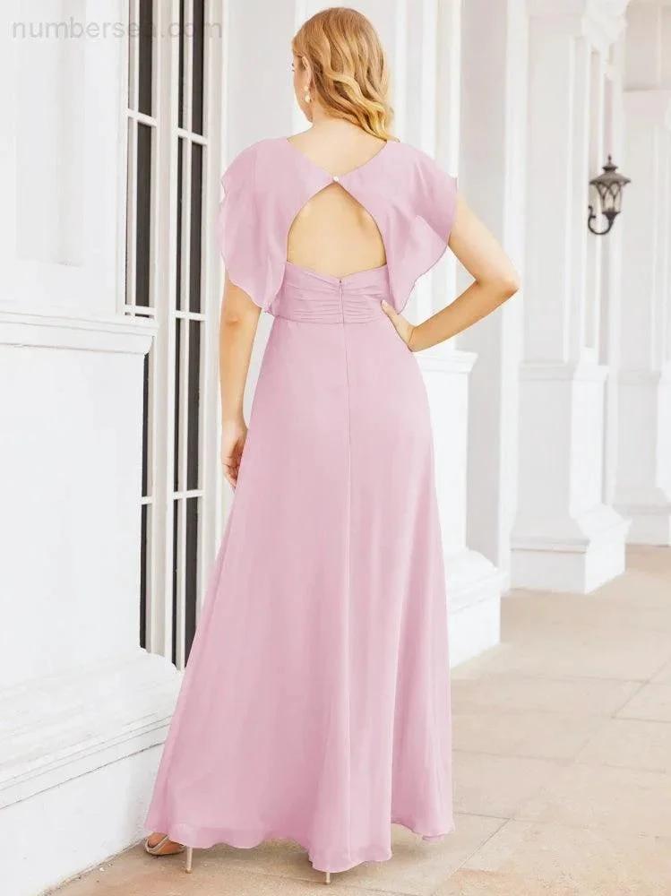 Sunnderly Bridesmaid Dresses Cape Formal Prom Dress Open Back Gowns for Mother of The Bride SY28058 by numbersea