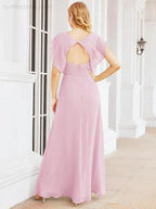 Sunnderly Bridesmaid Dresses Cape Formal Prom Dress Open Back Gowns for Mother of The Bride SY28058 by numbersea