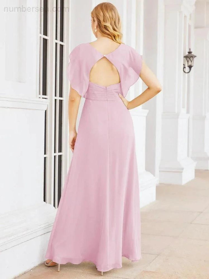 Sunnderly Bridesmaid Dresses Cape Formal Prom Dress Open Back Gowns for Mother of The Bride SY28058 by numbersea