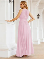 Numbersea Halter Bridesmaid Dress Empire Waist Formal Evening Prom Gown for Mother of The Bride 28030 by numbersea