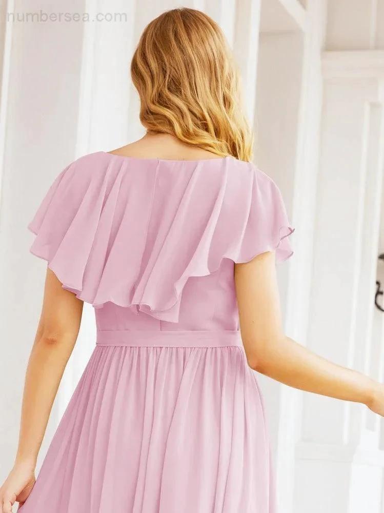 Bridesmaid Dresses with Flutter Sleeves Formal Evening Party Prom Gowns 28044 by numbersea