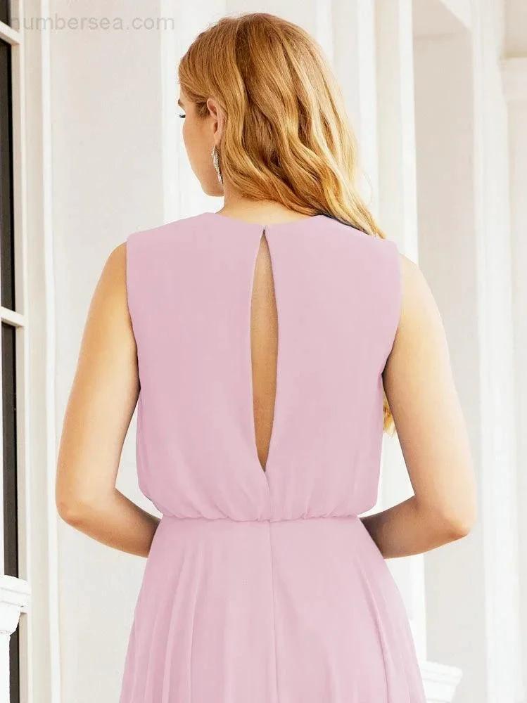 Numbersea Sleeveless Long Bridesmaid Dress A line Formal Evening Prom Gown 28025