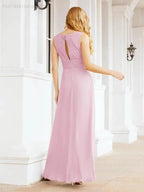 Formal Prom Gown Elegant V-Neck Sleeveless Bridesmaid Dresses for Wedding Party 28037 by numbersea