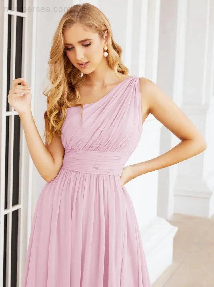 Numbersea One Shoulder Bridesmaid Dresses Long Maxi Formal Evening Party Prom Gowns 28061 by numbersea
