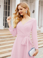 Bridesmaid Dress V-Back Waist Belt Mother of the Bride Wedding Guest SY28031 by numbersea