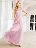 Numbersea Sleeveless Bridesmaid Dresses Long Prom Gown Zipper with Keyhole Back 28056 by numbersea