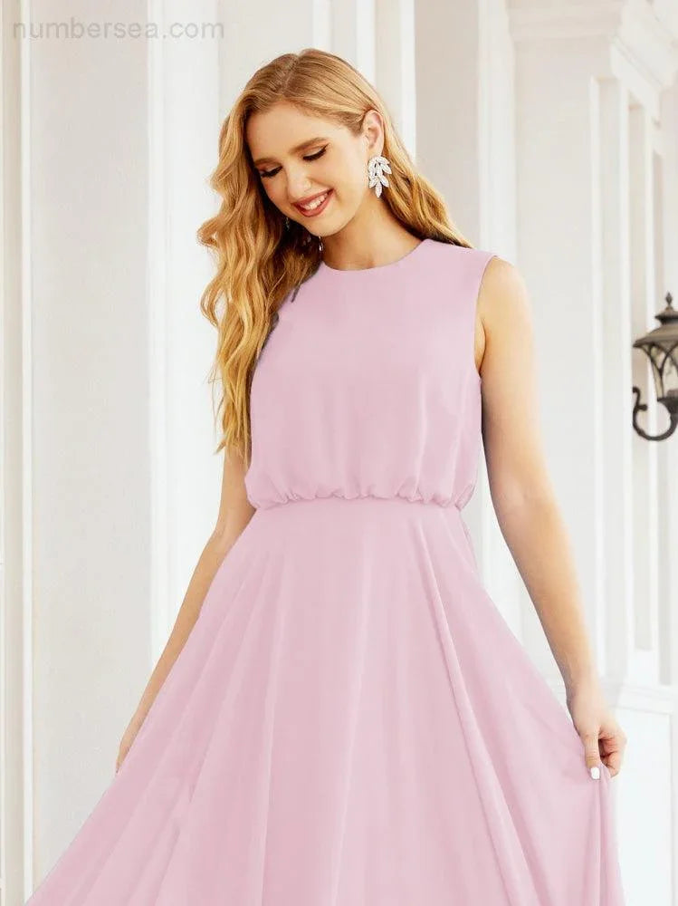 Numbersea Sleeveless Long Bridesmaid Dress A line Formal Evening Prom Gown 28025