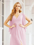 Numbersea Bridesmaid Dresses with Split for Wedding Party Flutter Sleeves 28045 by numbersea