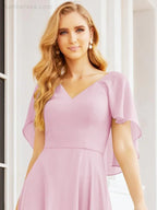 Numbersea Bridesmaid Dresses for Wedding Formal Evening Party Prom Gown with Cape 28050