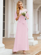 Sunnderly Formal Party Gown Dress Long Mother of The Bride Dresses with Ruffle Cape SY28026 by numbersea