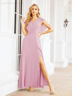Sunnderly Bridesmaid Dresses Cape Formal Prom Dress Open Back Gowns for Mother of The Bride SY28058 by numbersea