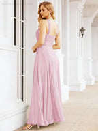 Numbersea Abiti da damigella incrociati con collo all'americana per festa, matrimonio, sera, ballo di fine anno, abiti lunghi da ballo 28053