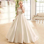 Elegant Lace Wedding Dresses For Women Half Sleevess Bride With Belt Bow Vestidos De Novia Boda Suknia Ślubna Robe Mariée by payinti