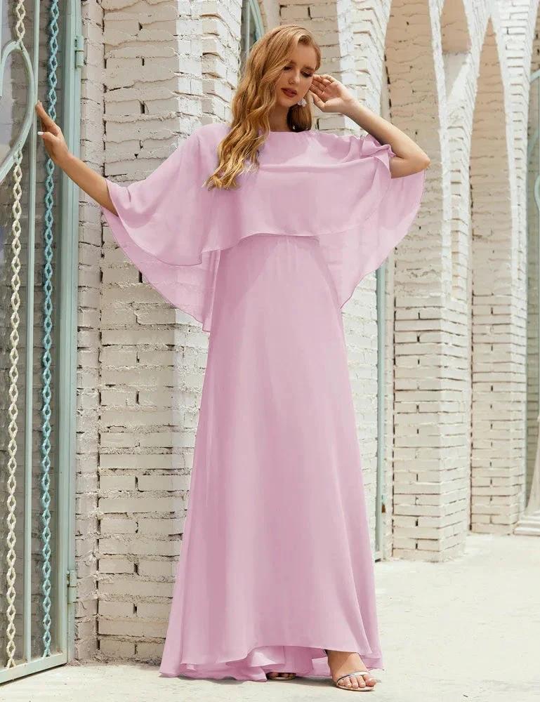 Sunnderly Bridesmaid Dress Women Long Sleeve V-Neck Chiffon Formal Wedding Party Dress SY28018 by numbersea