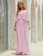 Sunnderly Bridesmaid Dress Women Long Sleeve V-Neck Chiffon Formal Wedding Party Dress SY28018 by numbersea