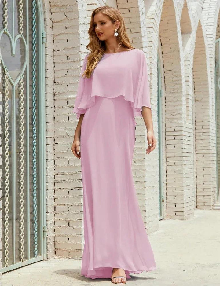 Sunnderly Bridesmaid Dress Women Long Sleeve V-Neck Chiffon Formal Wedding Party Dress SY28018 by numbersea
