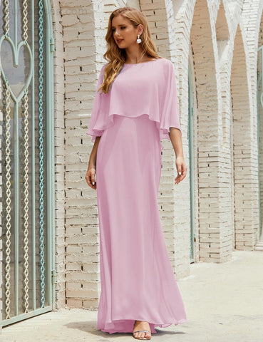 Sunnderly  Bridesmaid Dress Women Long Sleeve V-Neck Chiffon Formal Wedding Party Dress SY28018