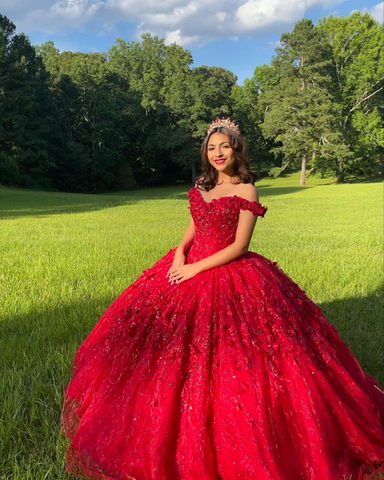 Lujoso vestido rojo de quinceañera, vestido de fiesta rojo, vestido rojo de dulces 16 Y2338