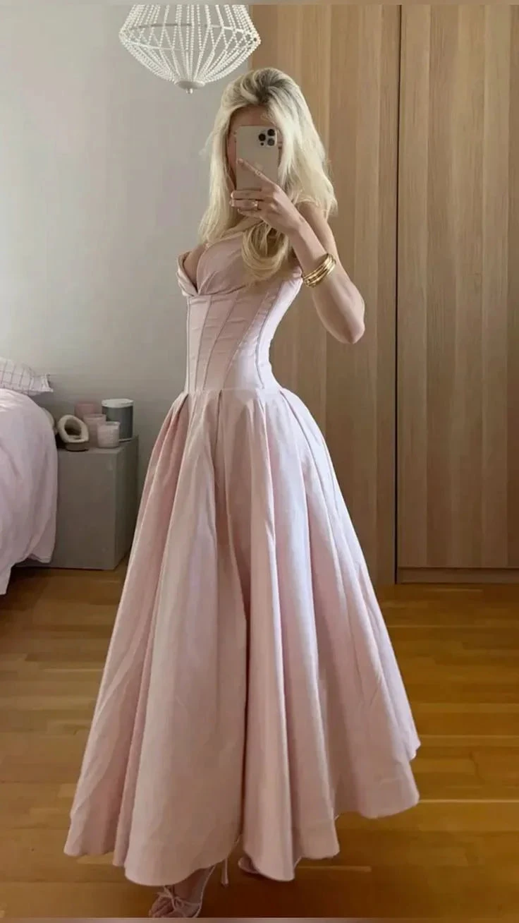 Pink Strapless A Line Long Prom Dress Elegant Evening Dress Brithday Outfits Y7531 by simplepromdress