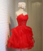 Charming A-line lace strapless short homecoming dresses Y1107 by simplepromdress