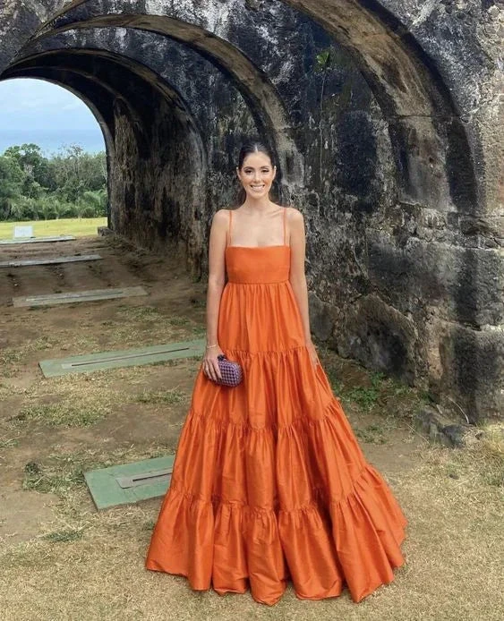 A-line Orange Long Prom Dress,Extravagant Evening Dresses Y2856 by simplepromdress