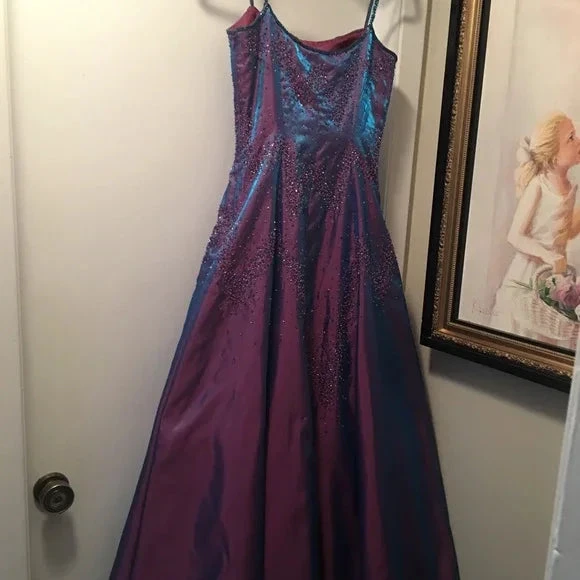 Gorgeous Purple Beaded A Line Evening Gown Spaghetti Straps Party Prom Dress Y7955 by simplepromdress