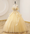 Yellow Ball Gown Beaded Sweet 16 Dress, Yellow Long Formal Dress Y4045 by simplepromdress