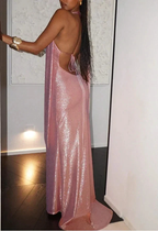 Sexy Pink Halter Backless Party Evening Dress Formal Prom Dress Y8166 by simplepromdress
