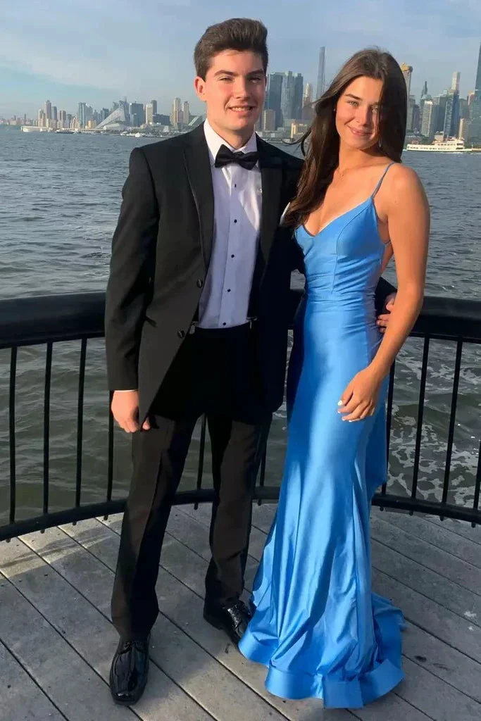 Atlantic Blue Mermaid Backless Prom Dress Elegant Evening Dress Y303 by simplepromdress