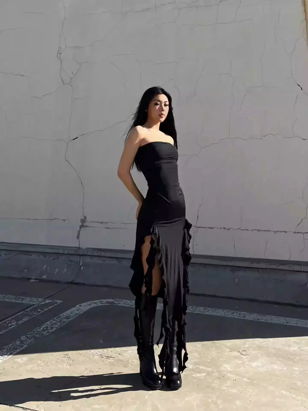 Chic Black Strapless Party Dress,Black Evening Dress Y1929 by simplepromdress