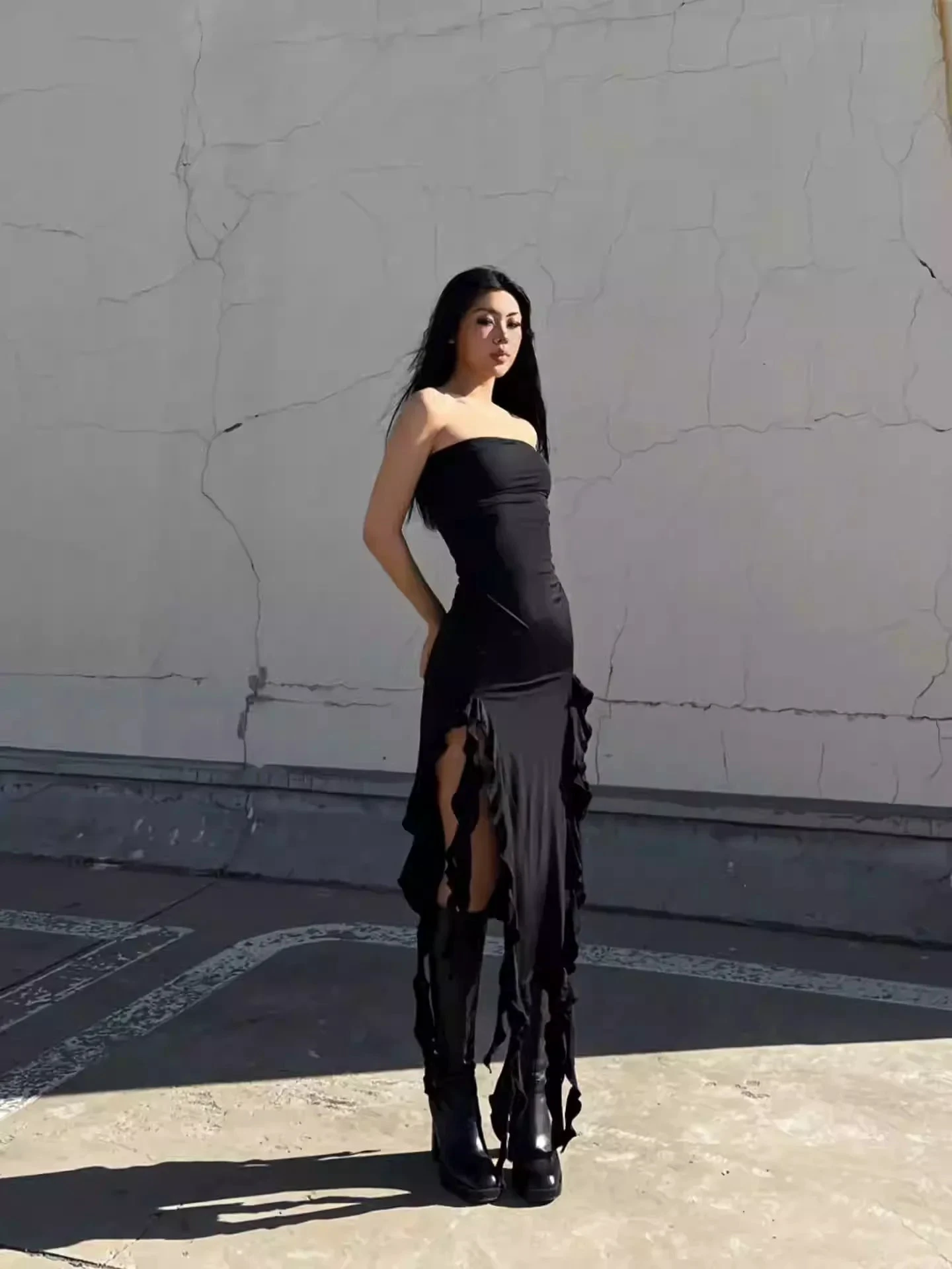 Chic Black Strapless Party Dress,Black Evening Dress Y1929 by simplepromdress