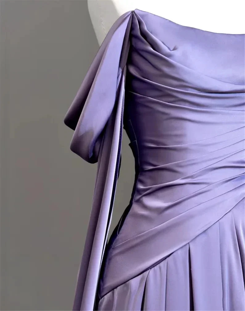 Modest Purple Satin Long Prom Dress Purple Evening Dress Y2589 by simplepromdress