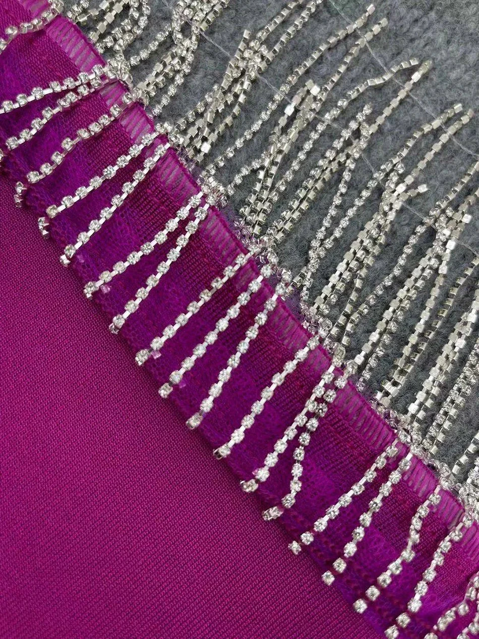Women's Sexy Shiny Slit Fringe Bandage Dress Elegant Long Evening Dress Y407 by simplepromdress