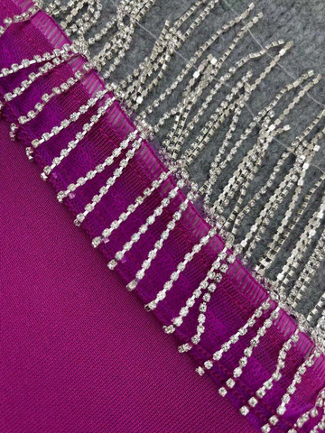 Women's Sexy Shiny Slit Fringe Bandage Dress Elegant Long Evening Dress Y407