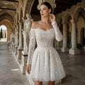 Elegant Off White Off-the-Shoulder Lace Short Wedding Dress SW723