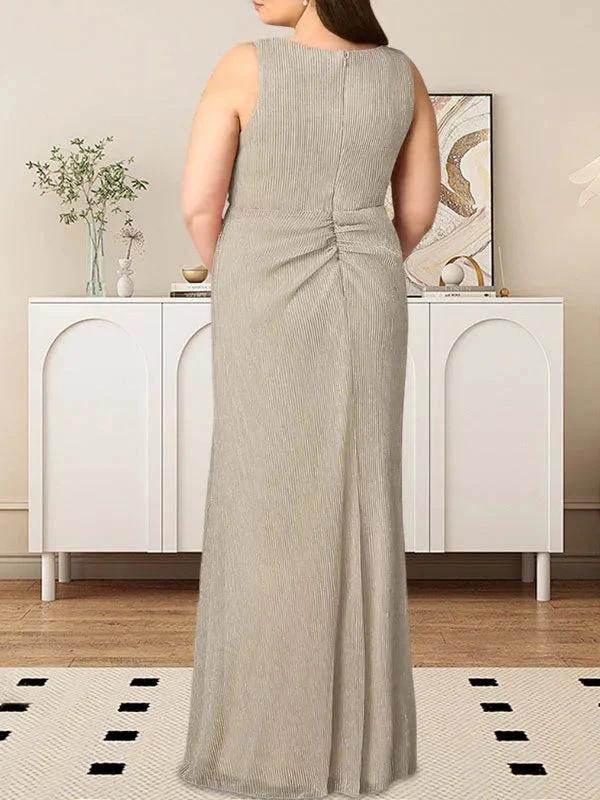 A-Line V-Neck Ruched Metallic Mesh Dress by Dreamylily