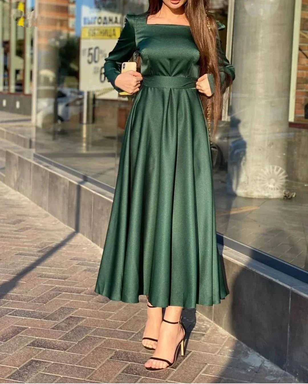 Simple Green Square Neckline A-line Prom Dress,Green Evening Dress Y5553 by simplepromdress