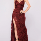 Gorgeous Mermaid Burgundy Long Lace Evening Dress Y1910 by simplepromdress