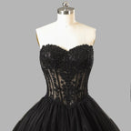 Black Lace Heavy Gothic Beading Wedding Dress Ballgown Corset Closure  SW567