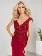 A-line V-Neck Floor-Length Lace Chiffon Mother of the Bride Dress With Applique Sequins Mermaid Dresses by Dreamylily
