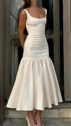 Pretty Ivory Mermaid Party Dress Long Satin Prom Evening Dress Y8014 by simplepromdress