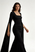 Charming Black Long Sleeves Prom Dress Black Evening Dress Y7089 by simplepromdress