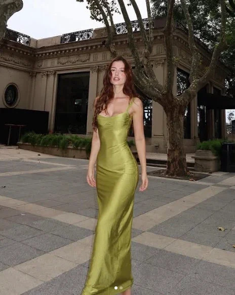 Elegant Sheath Straps Green Long Prom Dress Evening Dress Y8018 by simplepromdress