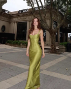 Elegant Sheath Straps Green Long Prom Dress Evening Dress Y8018 by simplepromdress