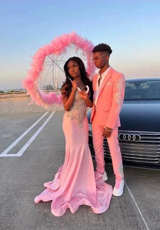 Charming Pink Mermaid Evening Dress Pink Formal Gown Y6539 by simplepromdress